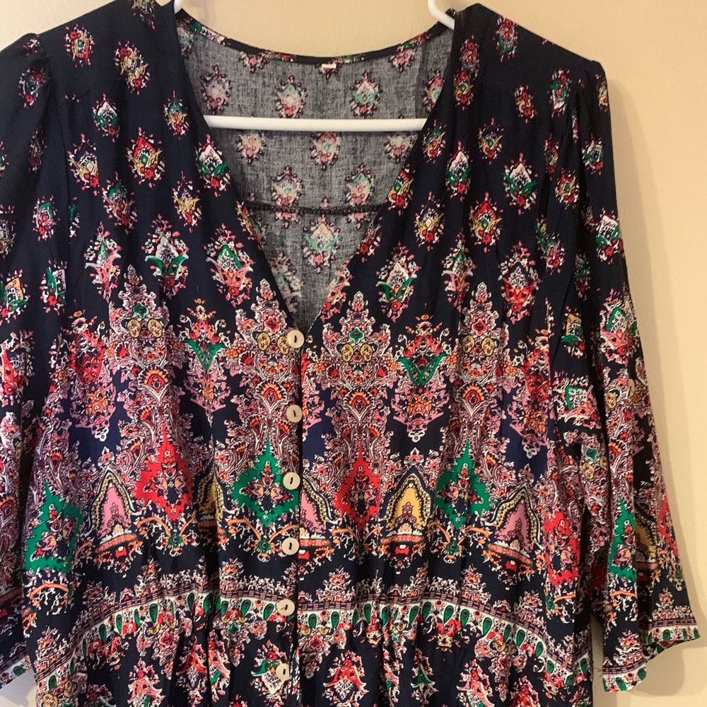 NWT Boho Button Down Dress XL